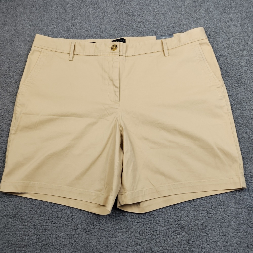 Talbots Relaxed Chino Short Sz 16 7" Inseam Tan Supersoft Chino NWT